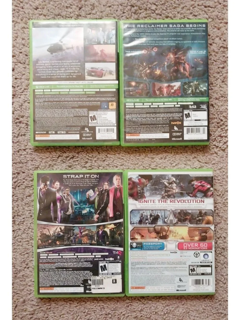 Xbox 360 Games Lot GTA 5 Saints Row 3 Halo  Assassins Creed 3